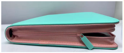Card Binder 2-Tone Zippered 9-Pocket Mint Green With Pink Zipper