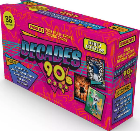 2026 Panini Decades Multi-Sport Trading Card 90's Mega Box