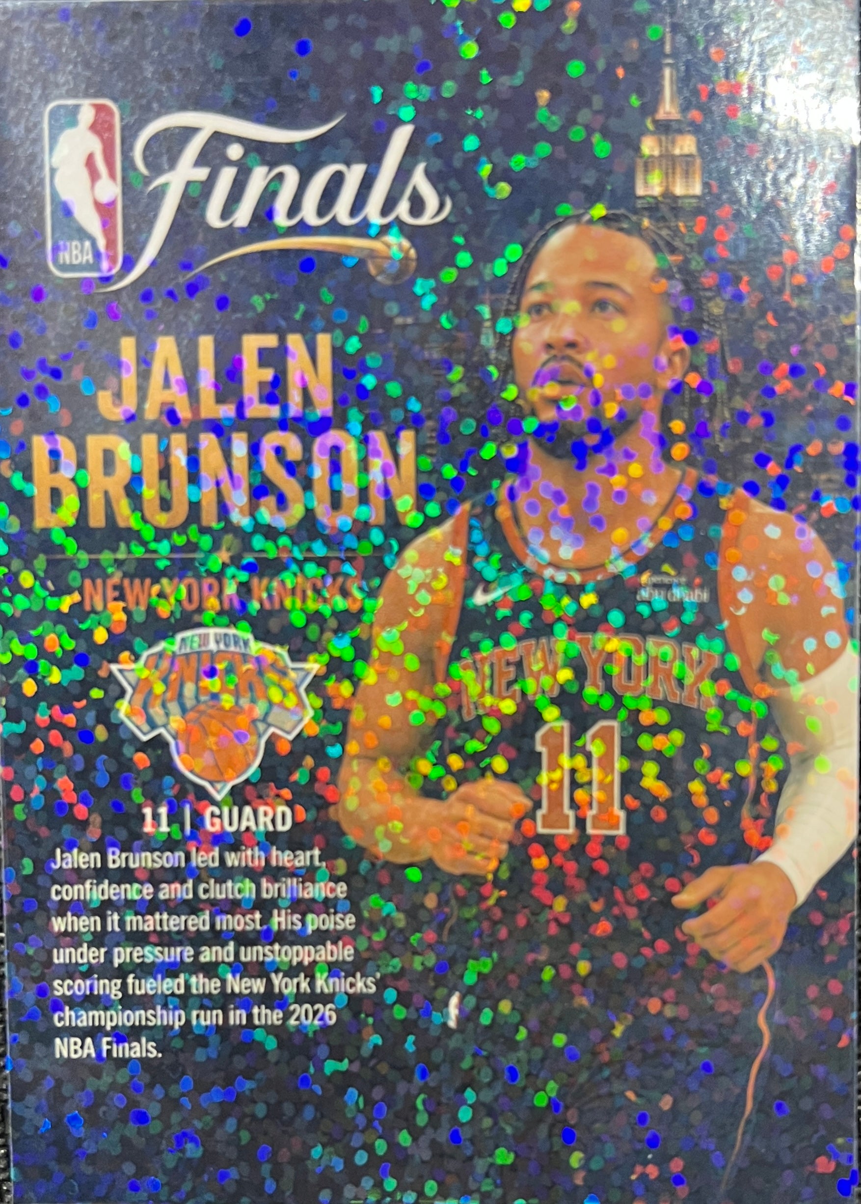 Jalen Brunson 2026 NBA Finals New York Knicks Championship Commemorative Custom Card - Facsimile Auto (Disco Glitter Refractor)