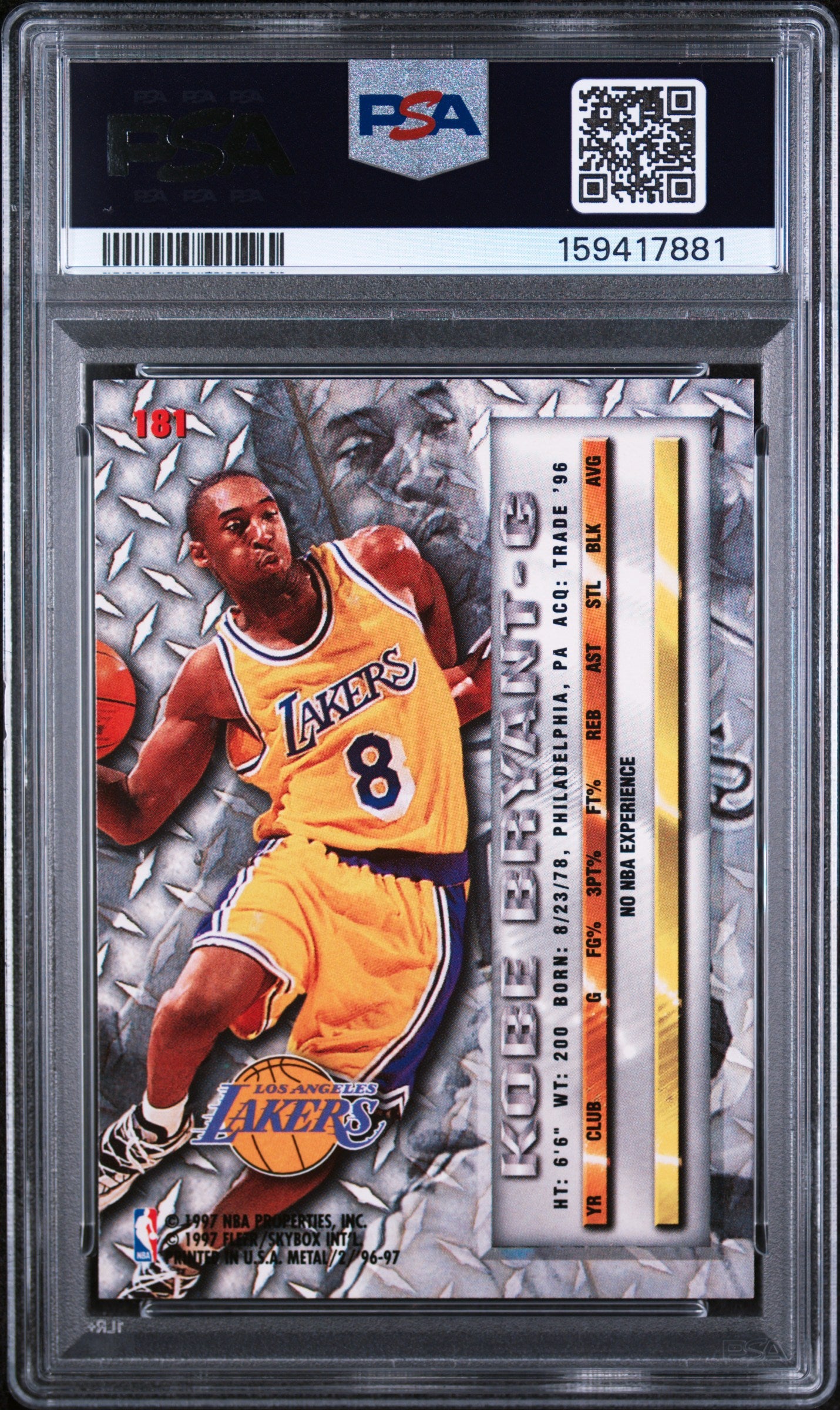 1996 Metal Kobe Bryant #181 (PSA 6 EX-MT)