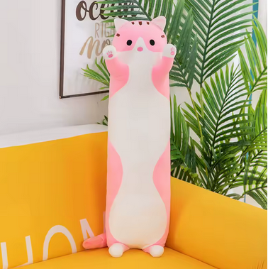 Pink Long Cat Plush Throw Pillow 70cm
