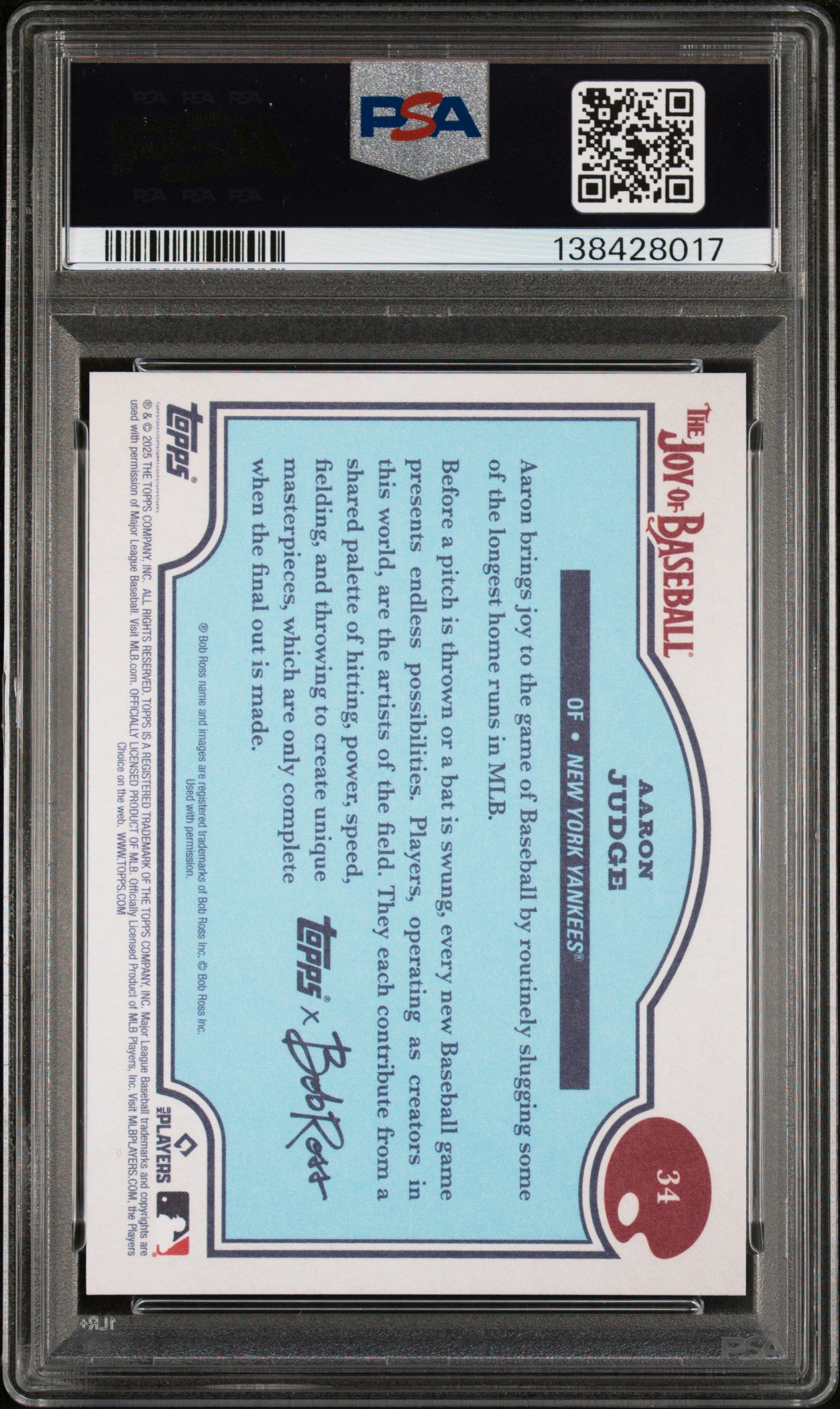 2025 Topps x Bob Ross: The Joy of Baseball Aaron Judge #34 (PSA 10 Gem Mint)