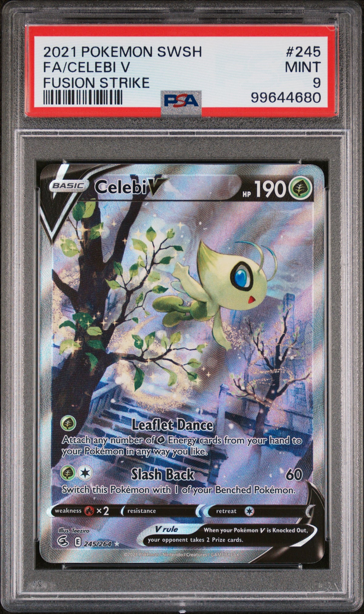 2021 Pokémon Fusion Strike Celebi V #245 (Alternate Art / Full Art - PSA 9 Mint)